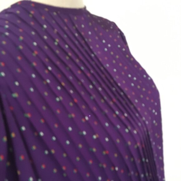 Vintage 1980s Samuel Blue Pleated Bodice Midi Dress size 8‎ - Picture 6 of 13